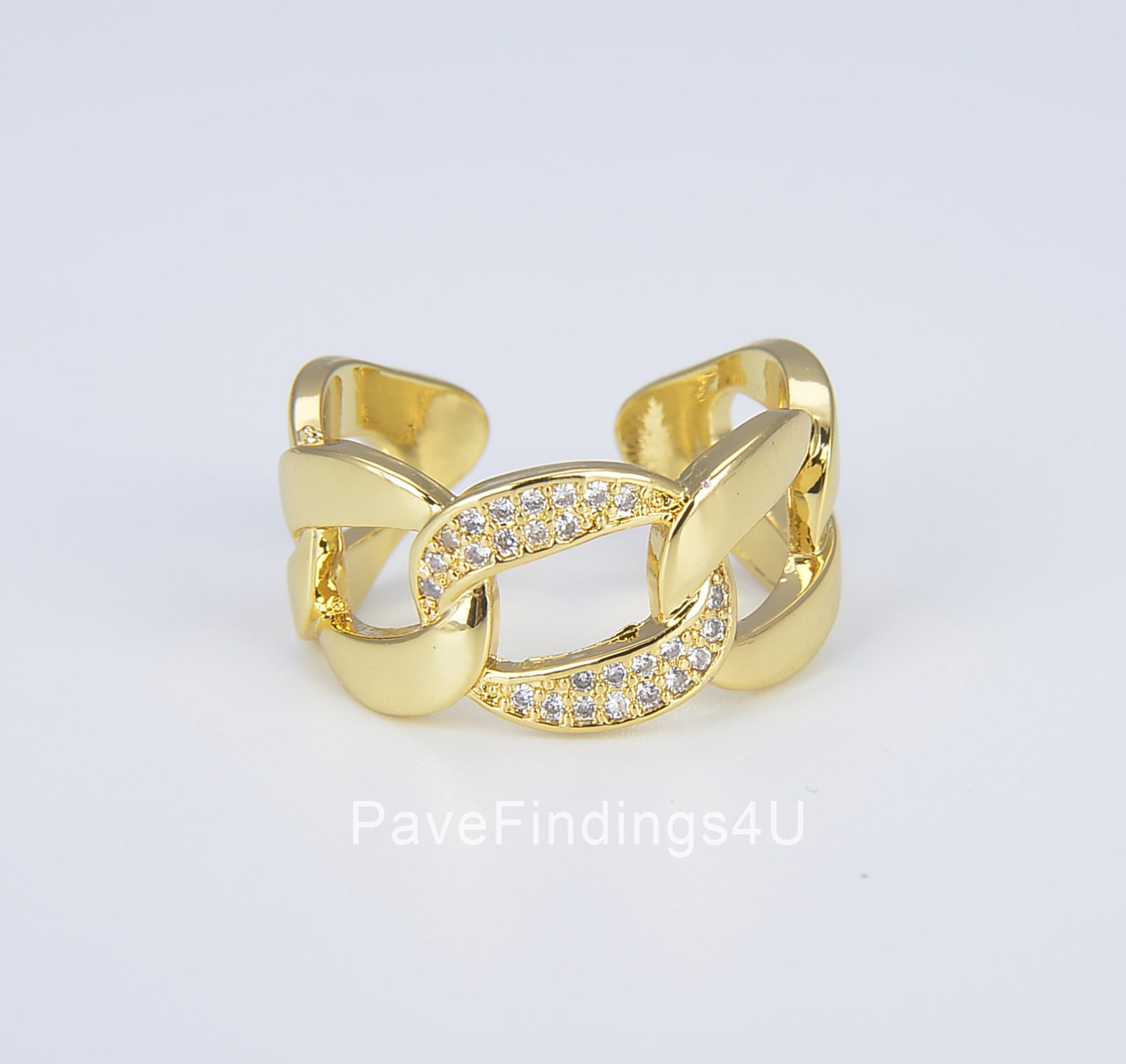 18K Gold Chunky Chain Ring Adjustable Gold Chain Ring Thick - Etsy