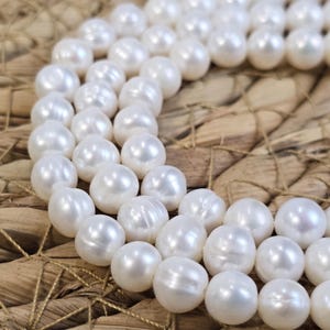 Natural White Pearl 6-7mm Loose Pearl Necklace Round Pearl Potato Pearl Freshwater Pearl Large Hole Pearl 15.5&quot; Full Strand FWP042