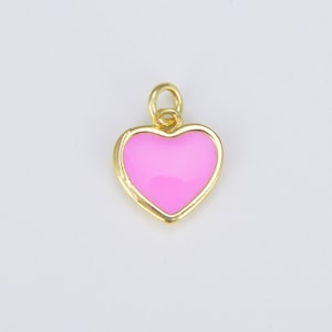1PC - Ciondolo a forma di cuore in smalto, grazioso ciondolo a forma di cuore, riempito d'oro su ottone rosa bianco neon giallo rosso blu, creazione di gioielli, CP1528