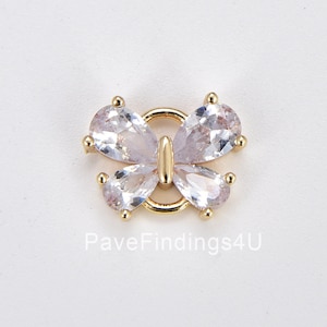 Dainty Butterfly CZ Charm Connector, Gold Filled Monarch Link Connector, Mariposa Connector Charm for Necklace Bracelet Component, CN466