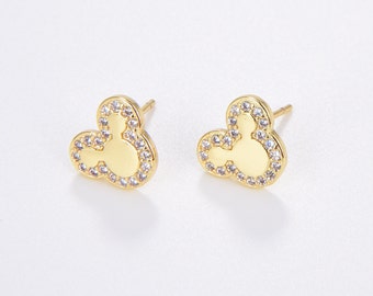 1 paar Gold Filled Mouse-stekers, Disney-oorbellen, Mickey-oorbellen, Disney-stekers, Gold Filled Mickey Mouse-stekers, vakantiecadeau ER200