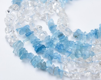 Perline di pietra preziosa acquamarina naturale, filo di perline di cristallo trasparente, perline fai da te di forma irregolare, per la creazione di gioielli, perline per collane GRN554