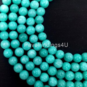 Teal Blue Dyed Jade Smooth Round Beads 8mm15.5" Strand, ORG038