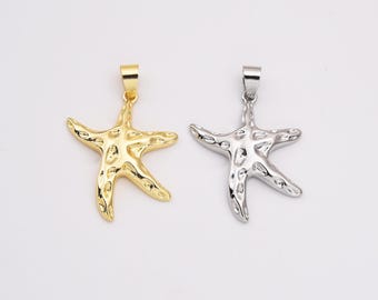 Gold Starfish Charm, Gold Filled Sea Star Pendant, Starfish Charm for Bracelet Necklace DIY Jewelry Making Supply Fish Ocean Beach, CP2133