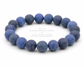 Blue Dumortierite Natural Genuine Matte Round Loose Beads For DIY Jewelry Making Crafts Supply GRN338