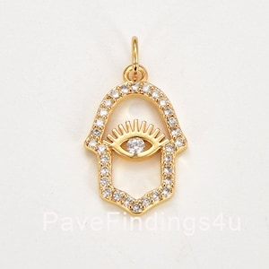 Hamsa Evil Eye Charm, Gold Filled Hamsa Hand Pendant, Spiritual Gift, Amulet Charm Protection, Hand Of Fatima, Evil Eye Pendant, CP1829