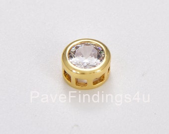 Round Shaped Bead CZ Micro Pave, Round Bead, Spacer Beads, Cubic Zirconia, 7x4mm, BD935-E1210