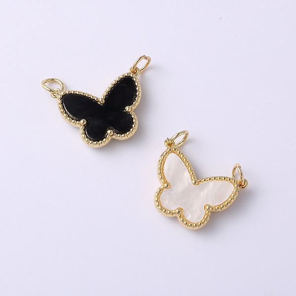 Conector delicado de pingente de pérola de concha de borboleta, pingente de mariposa preenchido com ouro para colar, pulseira, fornecimento de fabricação de joias, CP1919