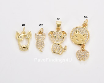 Cat & Dog Charm, Gold Filled Pet Lover Charm, Adorable Cat Dog Pet Lover Gift, Animal Charm for Necklace Bracelet Jewelry Making, CP1816