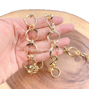 Gold Fancy Twisted Chain by Yard, Gold Filled Chain, Wholesale bulk Roll Chain for Bracelet, Necklaces Jewelry Making, 19mm, CH260