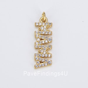 Delicato ciondolo a forma di mamma in oro 18 carati per bracciale, collana, orecchini, componente fai da te, fornitura per la creazione di gioielli, ciondolo con parola, gioielli minimalisti, CP1541