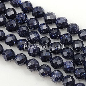 Blue Gold Sandstone Beads 15.5&quot; Full Strand Tiny Faceted Stone 4mm Loose Beads Jewelry Making Bracelet Necklace Earring DIY PRP522