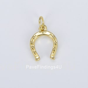 Delicato ciondolo a forma di ferro di cavallo in oro 18 carati, piccolo ciondolo portafortuna, ferro di cavallo per collana, bracciale, orecchini, fornitura per la creazione di gioielli, CP1392