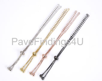 Diamond CZ Beads Adjustable Bracelet, Adjustable Bracelet Blanks, Slide Bead Expandable Bracelet Finding, Slider Bracelet, BR033
