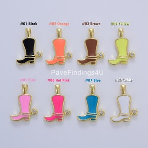 1PC Enamel Color Cowboy Boot Charm, Gold Cowboy Boots Charm for Necklace or Bracelet, Cowgirl Charm, Rodeo Cowgirl Jewelry, 20x15mm, CP1629