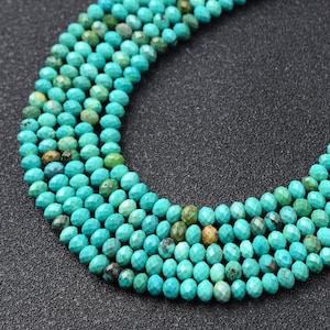 AAA Natürlicher Türkis 4 mm facettierte runde Perlen Echtes Blau Grün Micro facettierter Edelstein 15,5 &quot;Strang, TUQ034