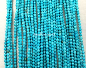 Cuentas redondas facetadas de turquesa natural de 2 mm/3 mm, grado AAA, cuentas sueltas, hebra completa, 15,5 pulgadas, OLD-GRN111