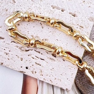 Heavy Link Cable Thick Elongated Chain by Foot, Gold Filled over Stainless Steel Cable Paperclip Chain by Yard, Gift for Her, CH341