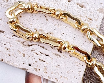 Heavy Link Cable Thick Elongated Chain by Foot, Gold Filled over Stainless Steel Cable Paperclip Chain by Foot, Gift for Her, CH341