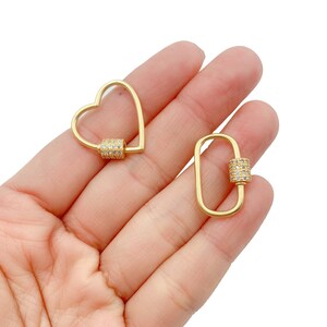 Heart CZ Pave Screw Clasp, Oval CZ Pave Screw Clasp, Carabiner Clasp, Bracelet Clasp, Screw Clasp, Cubic Zirconia, 23x23mm, CL392-E303 image 6