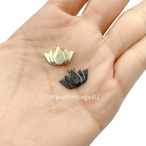 14K Gold Lotus Blume Anhänger, Lotus Blume Anhänger, Gold/Schwarz, Lotus Anhänger, Yoga Schmuck, Yoga Anhänger Zubehör 15 x 12 mm, KN276