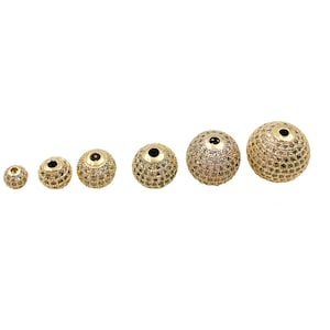 Round Ball Beads 18K Gold CZ Micro Pave Round Ball Beads Shamballa Ball Beads Cubic Zirconia CZ Pave Beads up-to 20mm BD051