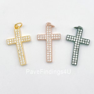 Dainty 18K Gold Cross Charm, Small Cross Pendant, Cross Pendant for Necklace Bracelet Earring Charm Supply Religious Jewelry, CP1372