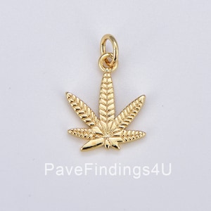 Ciondolo di cannabis riempito d'oro, grazioso ciondolo a forma di foglia d'oro di marijuana, collana, bracciale, orecchino, ciondolo in oro Mary Jane, idea regalo per gioielli 420, CP1882