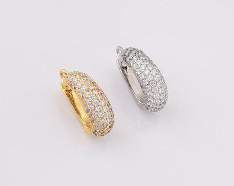 Pave Enhancer Bail Clips Clasp, Gold Filled CZ Charm Holder, Sparkly Pendant Connector for Necklaces & Jewelry Making, 21x13mm, CL209