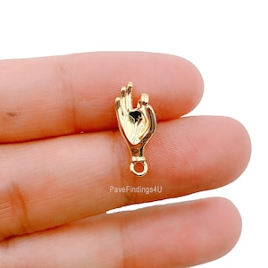 Okay Hand Symbol Charm, Unique 14K Gold OK Sign For Necklace Pendant Bracelet Earring Charm Jewelry Making, Hand Charm, 6mm, CP1207