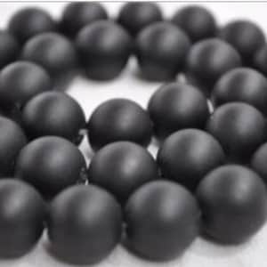CLEARANCE- 8MM Matte Black Onyx Bead, AA Grade, Matte Finish Black Onyx Agate Bead, Smooth Round, 8mm, 1/10/25 strands, 15.5&quot;