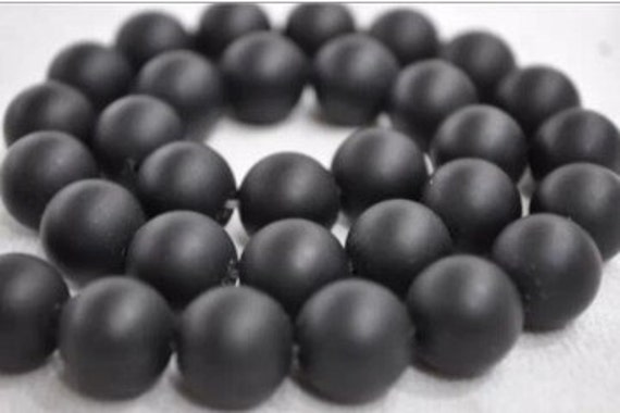 CLEARANCE- AA Grade Brazil Black Onyx Agate Smooth Round, Matte finish, Wholesale Bulk Price, All sizes 4mm-12mm, 15.5" Full Strand
