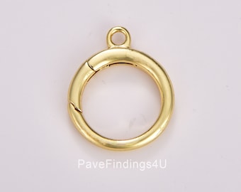 Anillo de resorte de empuje al por mayor, relleno de oro, para joyería, collar, pulsera, tobillera, 22 x 18 mm, CL527