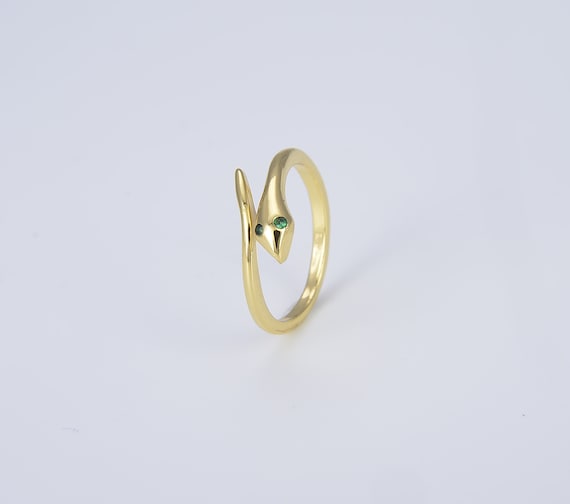 Anello Serpente In Oro Bianco 18 Kt E Cubic Verde Smeraldo - Foto 10