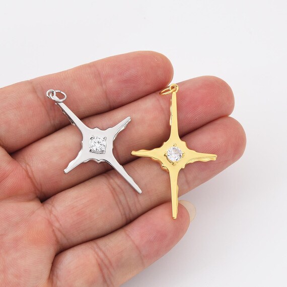 Dainty Gold Filled North Star Charms Tiny CZ Charm for
