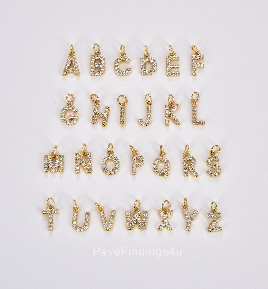 Initial Charms CZ Pave Uppercase Initial Charms Gold Filled - Etsy