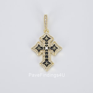 Enamel Cross Charm, 18K Gold Small Cross Pendant for Necklace Bracelet Earring Charm Supply Religious Jewelry, 30x15mm, CP926