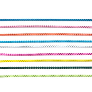 ¡¡¡NUEVO!!! Cadena/Collar de caja de esmalte, Collares de cadena pop de esmalte, Collar de metal de color estilo retro de los años 1980, Cadena de esmalte al por mayor 3 mm CH198