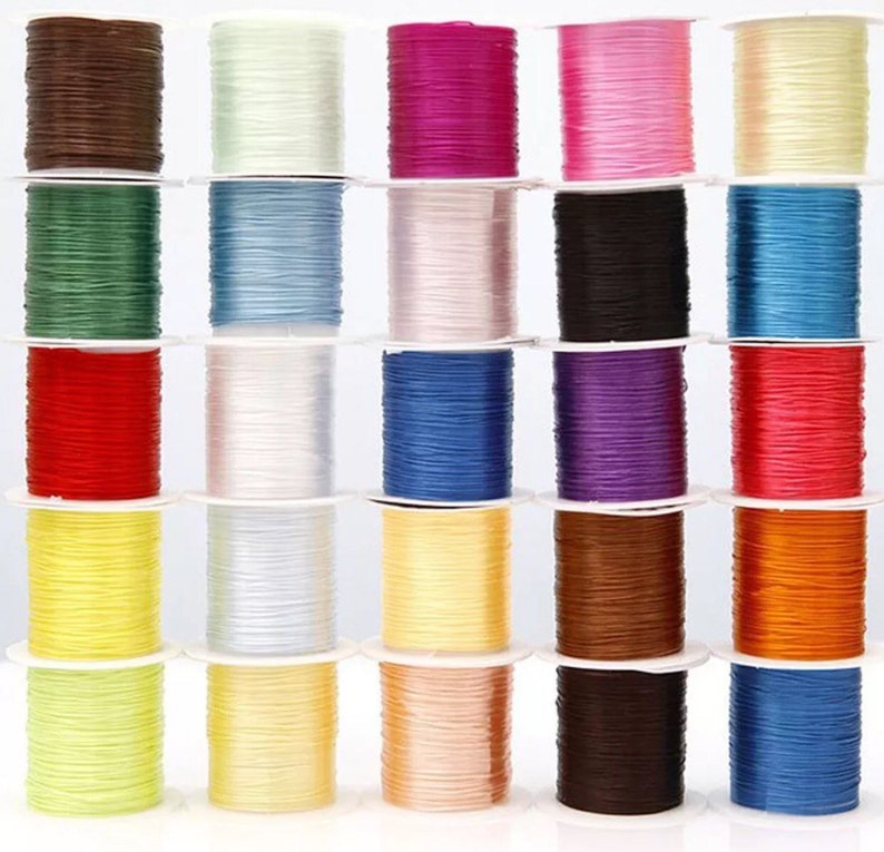 Beading Cord- 66 yard0.8mm Strong Elastic Stretchy Jewelry Bracelet Making Beading Thread Cord String Elastic Cord 1 Full Spool6 spool