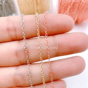 22K Gold plated Rolo Cable Chain by Yard, Gold Oval Link Chain by Foot, Wholesale bulk Roll Chain for Jewelry Making, CH122