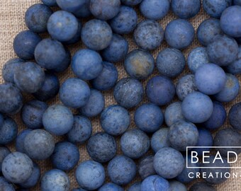 Matte Finish Natural DUMORTIERITE Round Beads,Matte Dumortierite Blue Demin Gemstone Loose Bead, 4/6/8/10/12mm, 15.5" Full Strand GRN216
