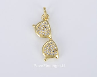 18K Gold Sunglass Charm, Dainty Eyeglass Charm for Necklace Bracelet Earrings Jewelry Making Component, 22x7mm, CP1421