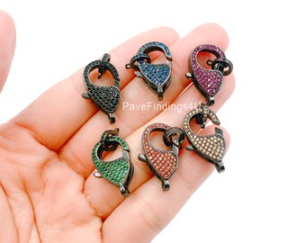 Color CZ Micro Pave Lobster Clasp ,CZ Lobster Clasp, Bracelet Clasp, Pave Closure Clasp, Cubic Zirconia, Clasp, 17x22mm, CL365-E1216