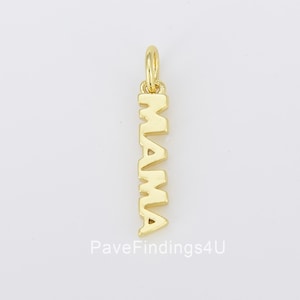 Delicato ciondolo a forma di mamma in oro 18 carati, per bracciale, collana, orecchino, componente fai da te, fornitura per la creazione di gioielli, 20 x 3 mm, CP1432