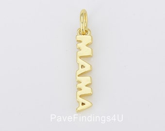 Dainty Mama Charm 18K Gold Mama Charm for Bracelet Necklace Earring Component DIY Jewelry Making Supply, 20x3mm, CP1432