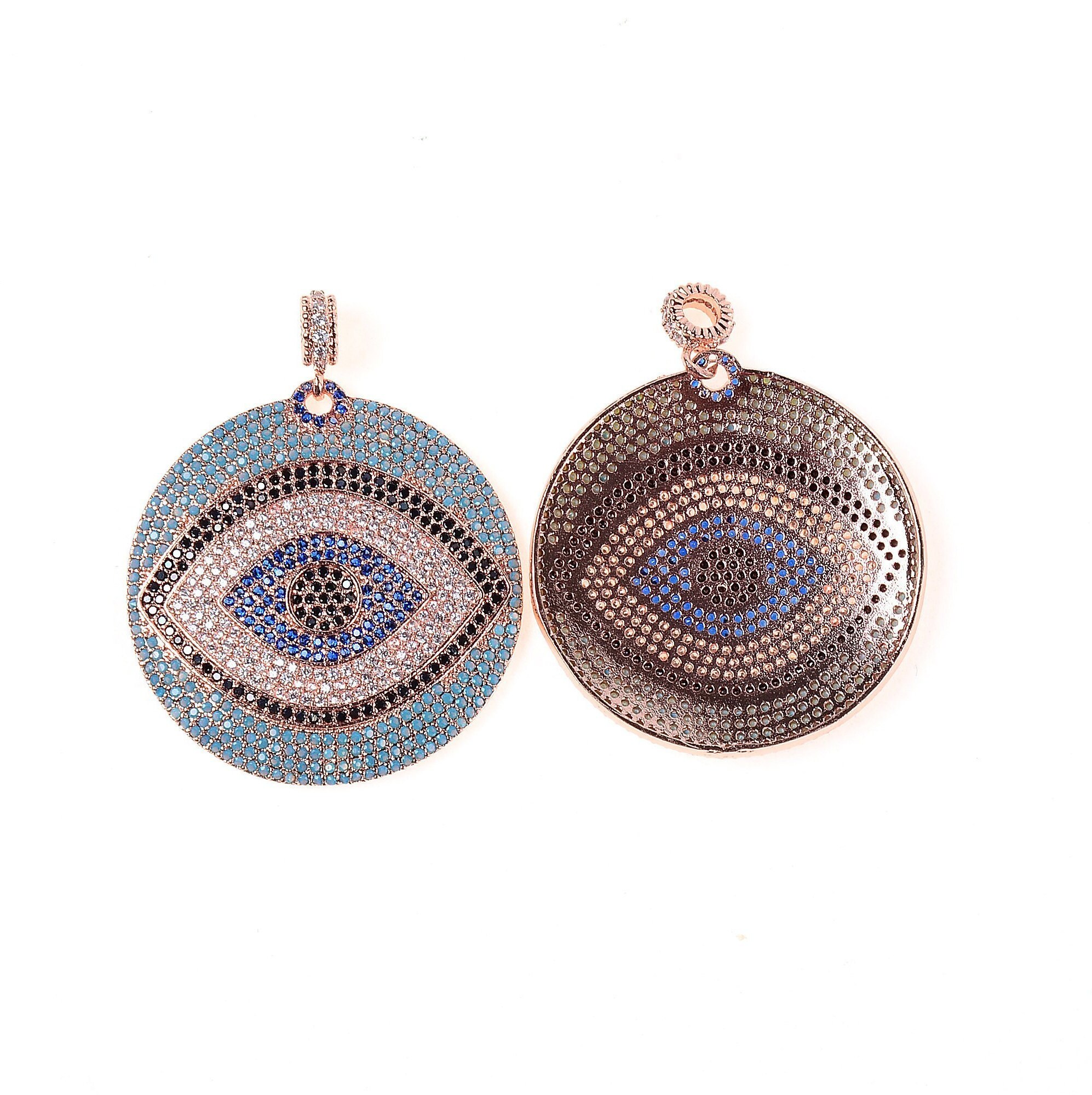 Large CZ Evil Eye Charm Pendant 18K Gold Filled Micro Pave CZ | Etsy