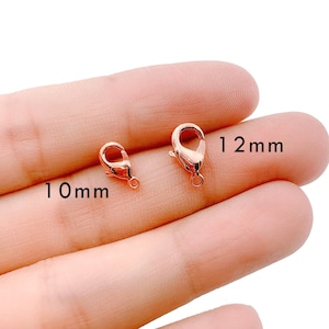 30PCS Small/Medium Rose Gold Lobster Claw Clasp,  Lobster Clasp for jewelry making, bracelet Clasp, Necklace Clasp, 10mm, 12mm, CL430-E730