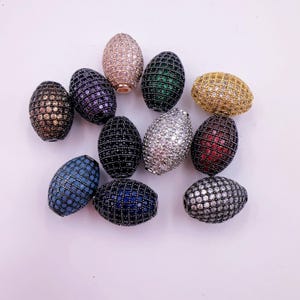 Gold Filled Oval Connector, Round Shape Beads, CZ Micro Pave Oval Beads Spacer, DIY, Jewelry Making, 16x12mm, BD627