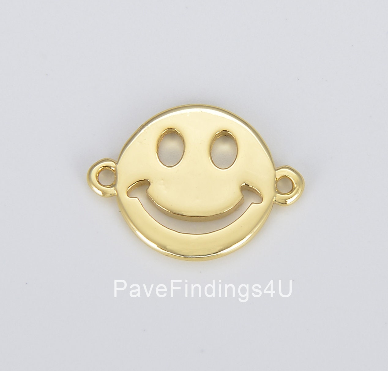 Dainty Happy Smile Connector, 18K Gold Tiny Smiley Face Bracelet