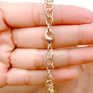 Ready to Use 12K Gold Chunky Rolo Cable Necklace Chain, Layering Cable Chain Dainty Necklace For Pendant Charm Necklace Making, CH139